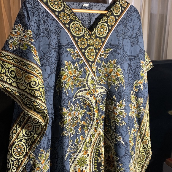 House dress/mumu, blue, Bohemian, style pattern, Long, XL women’s. - Picture 3 of 3